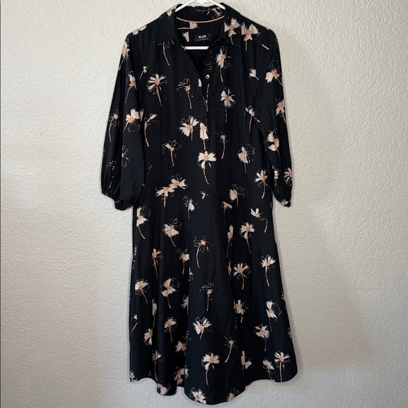 Maeve Anthropologie Button Front Asymmetrical Slit Floral Dress XSP - Picture 2 of 9